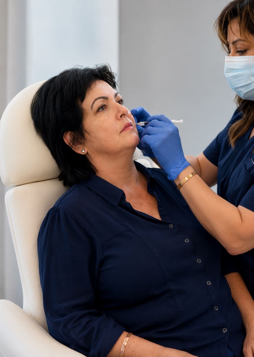 Facial injectable treatment performed by an aesthetic provider at Skinovation Aesthetics in Katy, TX